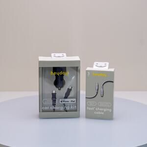 Heyday Fast Charging Car Kit & USB-C Cable Bundle Gray